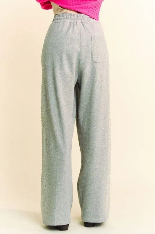 Davi & Dani Rhinestone Elastic Waist Wide Leg Pants sold by Charming Charlie product image thumbnail 2