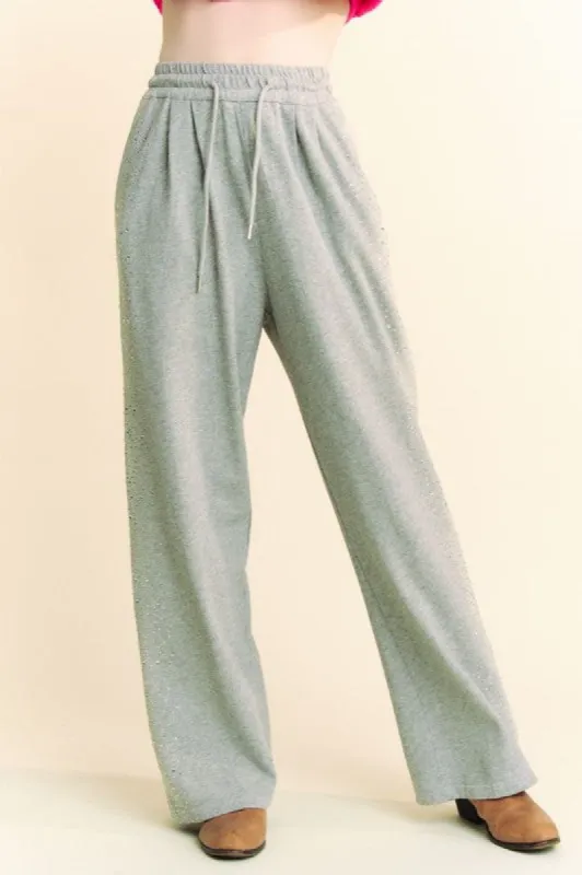 Davi & Dani Rhinestone Elastic Waist Wide Leg Pants sold by Charming Charlie