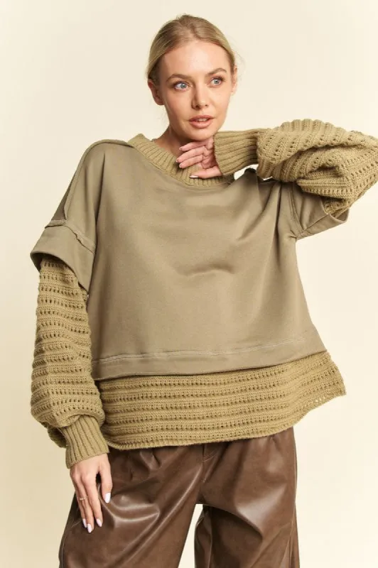 Davi & Dani Faux Layered Round Neck Sweater sold by Charming Charlie