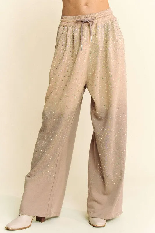 Davi & Dani Rhinestone Drawstring Wide Leg Pants sold by Charming Charlie