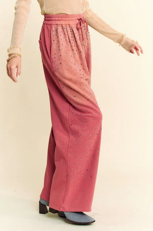Davi & Dani Rhinestone Drawstring Wide Leg Pants sold by Charming Charlie product image thumbnail 3