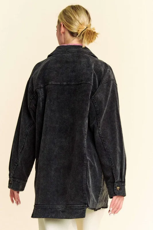 Davi & Dani Washed Corduroy Raw Hem Button Up Jacket sold by Charming Charlie product image thumbnail 2