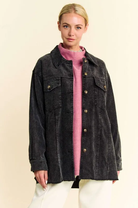 Davi & Dani Washed Corduroy Raw Hem Button Up Jacket sold by Charming Charlie product image thumbnail 4