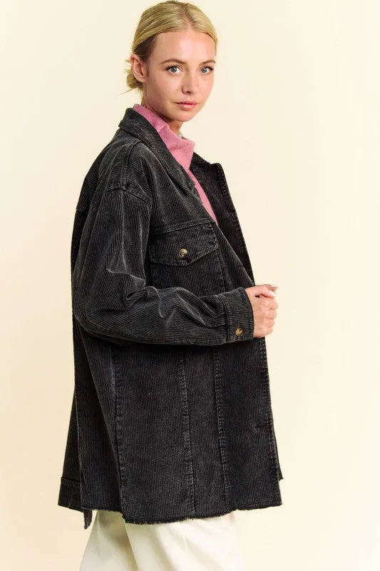 Davi & Dani Washed Corduroy Raw Hem Button Up Jacket sold by Charming Charlie product image thumbnail 5