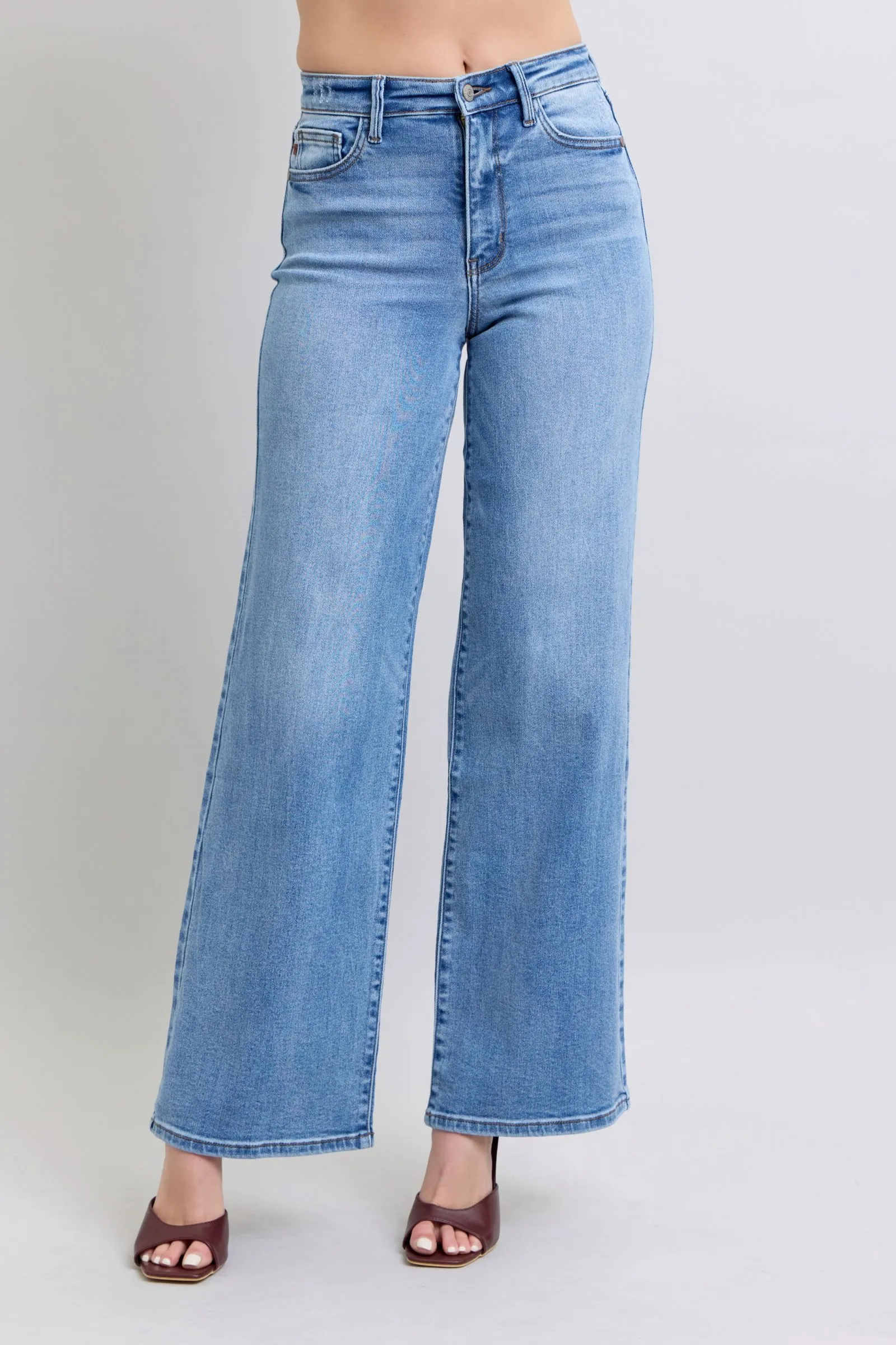 Judy Blue Full Size Wide Leg Jeans with Pockets sold by Charming Charlie
