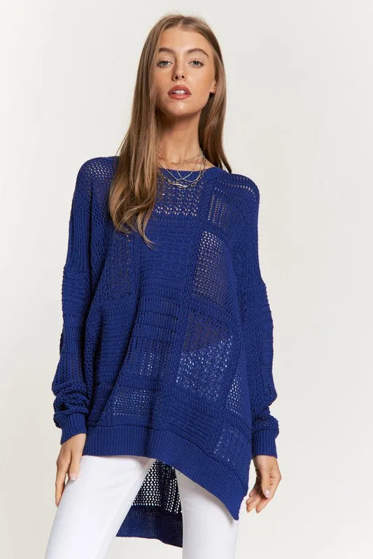 Davi & Dani Openwork Side Slit Drop Shoulder Knit Cover Up sold by Charming Charlie