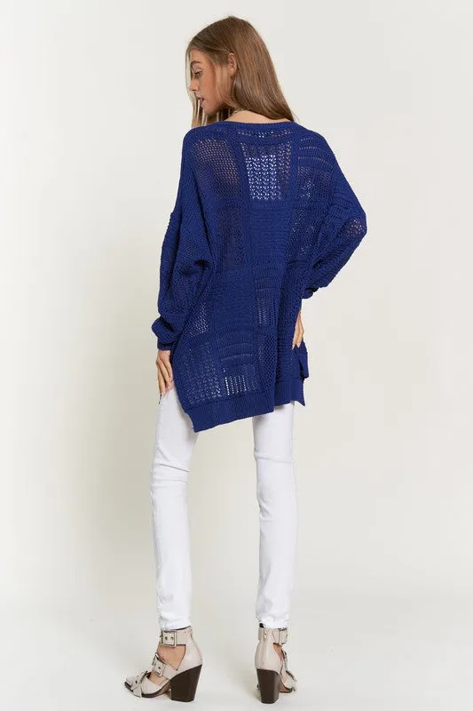 Davi & Dani Openwork Side Slit Drop Shoulder Knit Cover Up sold by Charming Charlie product image thumbnail 5