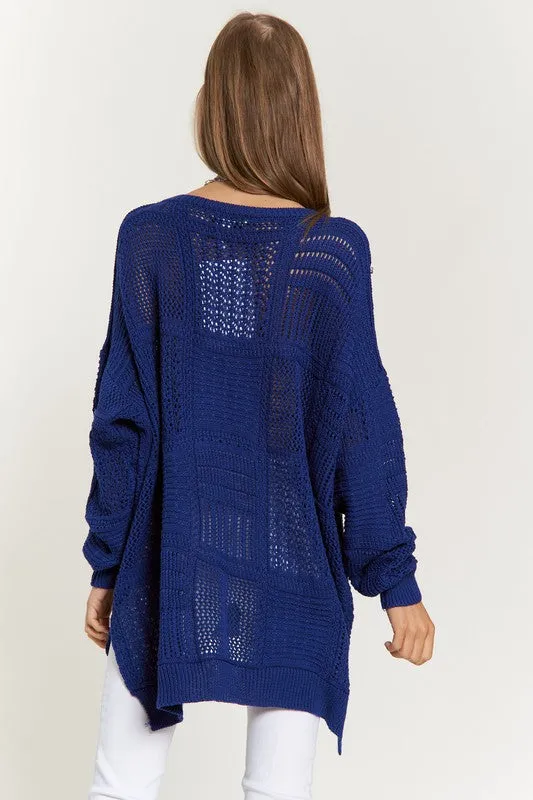 Davi & Dani Openwork Side Slit Drop Shoulder Knit Cover Up sold by Charming Charlie product image thumbnail 2