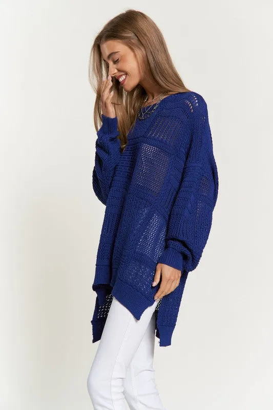 Davi & Dani Openwork Side Slit Drop Shoulder Knit Cover Up sold by Charming Charlie product image thumbnail 3