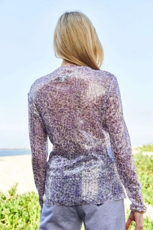 Davi & Dani Sequin Mock Neck Long Sleeve Mesh Top sold by Charming Charlie product image thumbnail 2
