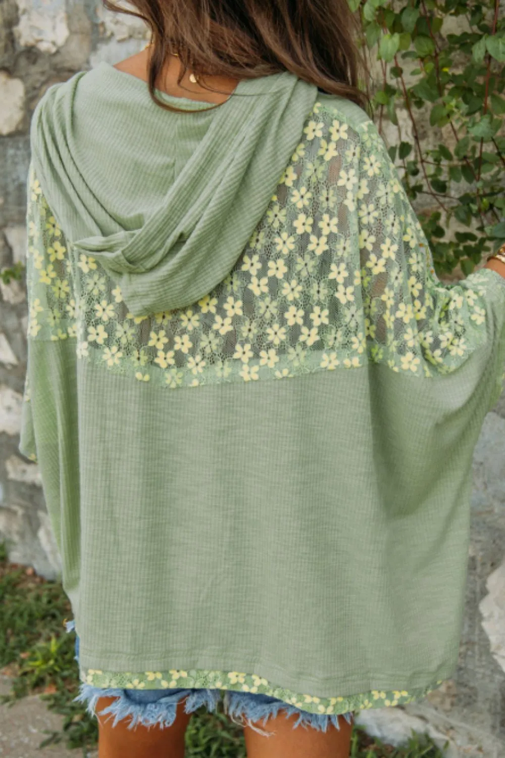 Peace Patch Batwing Sleeve Hooded Blouse sold by Charming Charlie product image thumbnail 3