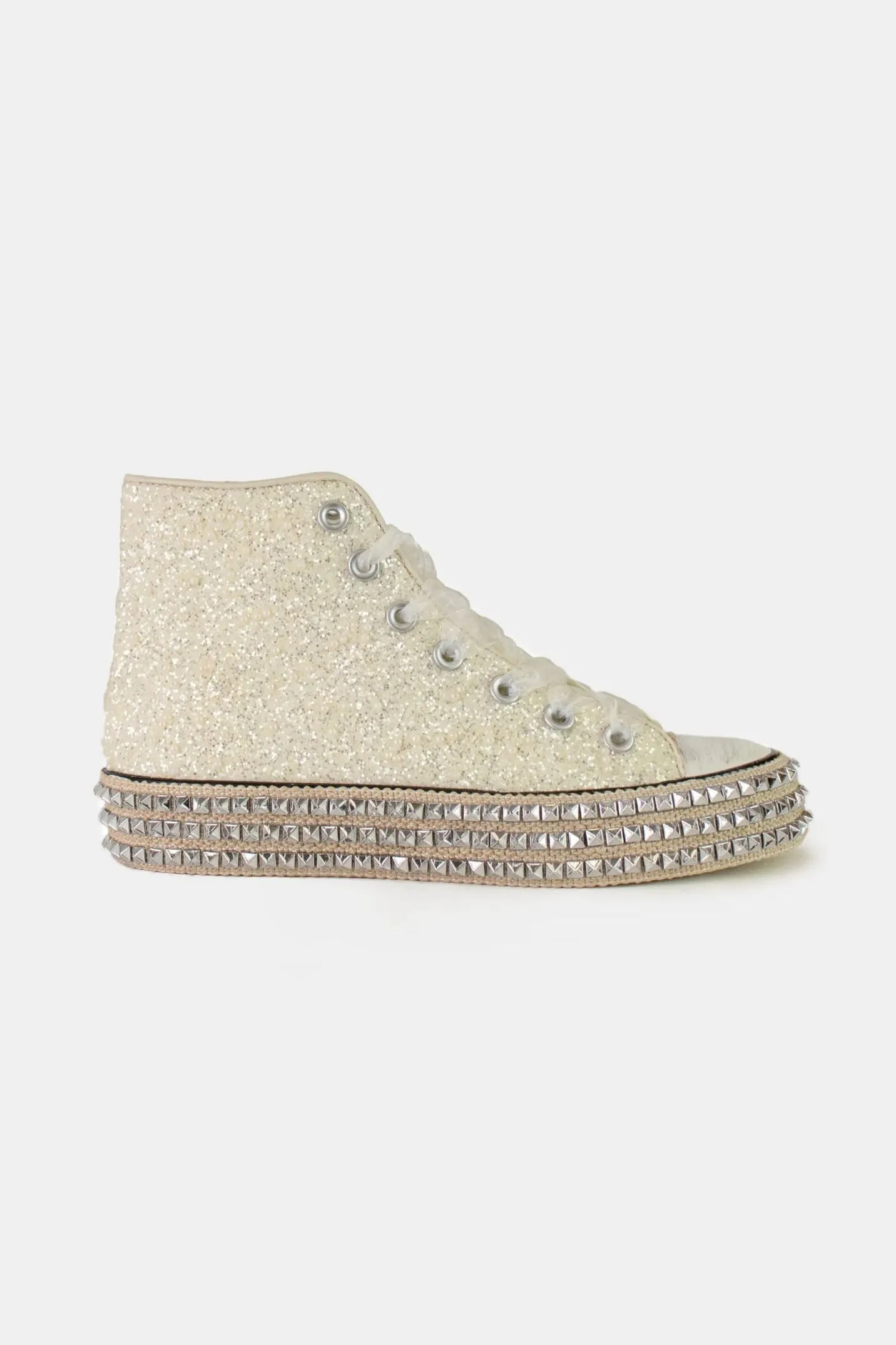 Beast Fashion Glitter Lace-Up Studded Platform Sneakers sold by Charming Charlie product image thumbnail 3