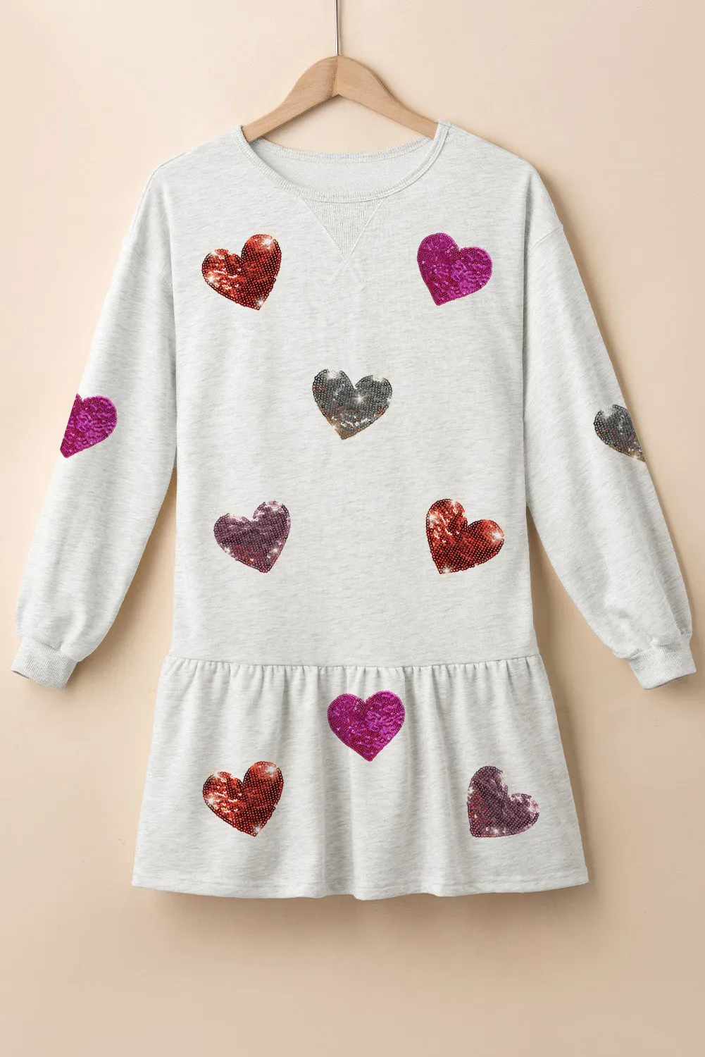 Sequin Heart Round Neck Long Sleeve Mini Dress sold by Charming Charlie product image thumbnail 4