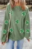 Sequin Lucky Clover Round Neck Long Sleeve Sweatshirt sold by Charming Charlie