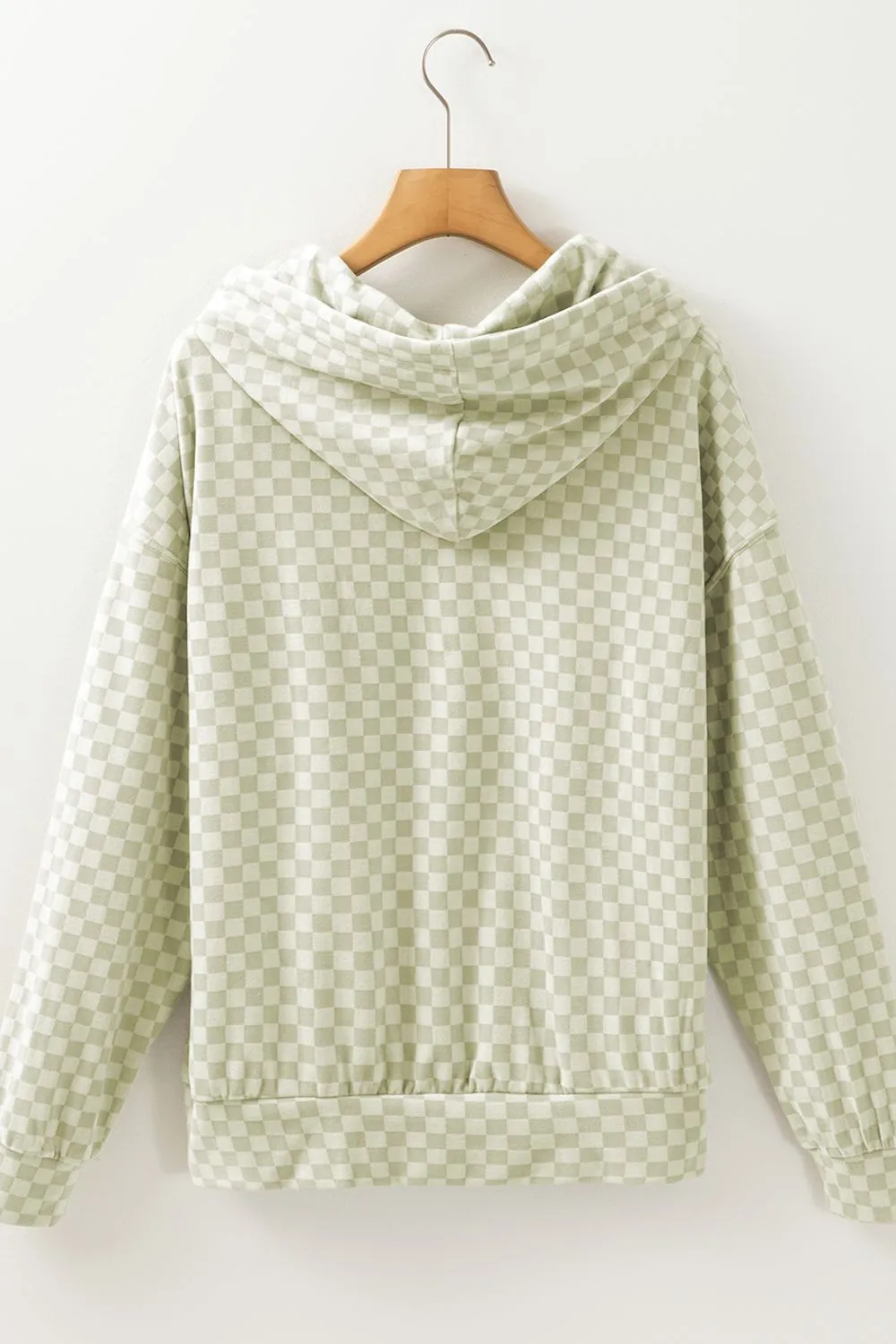 Checkered Print Kangaroo Pocket Drawstring Hoodie sold by Charming Charlie product image thumbnail 4