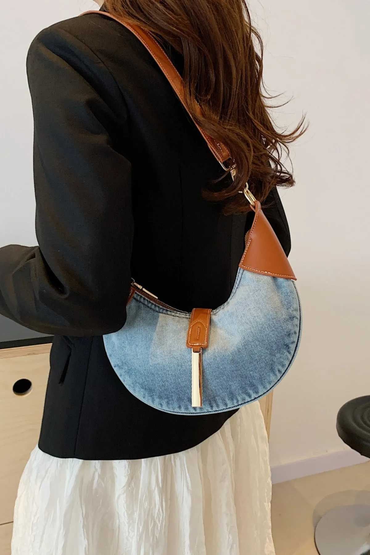 Contrast Denim Shoulder Bag sold by Charming Charlie product image thumbnail 5