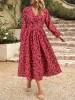 Floral V-Neck Long Sleeve Midi Dress sold by Charming Charlie