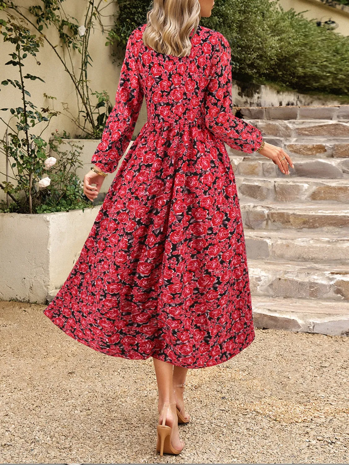 Floral V-Neck Long Sleeve Midi Dress sold by Charming Charlie product image thumbnail 3