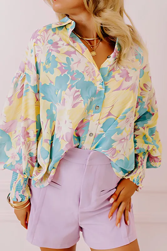Printed Button Down Lantern Sleeve Shirt sold by Charming Charlie