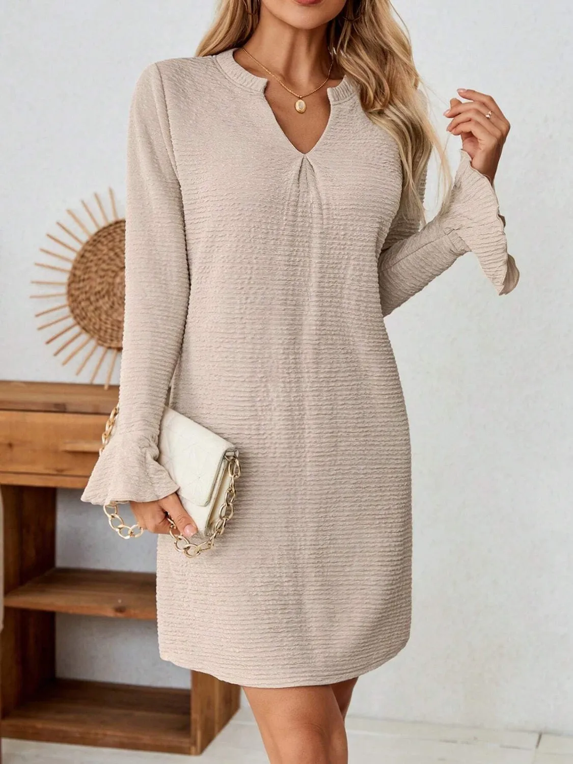 Notched Flare Sleeve Mini Dress sold by Charming Charlie product image thumbnail 3