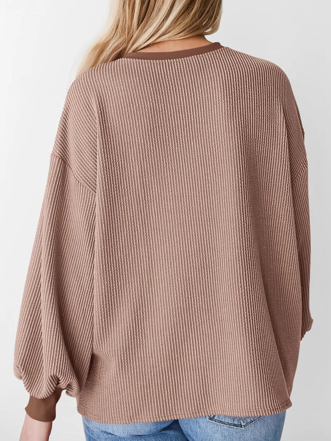 Round Neck Drop Shoulder Long Sleeve Sweatshirt sold by Charming Charlie product image thumbnail 3