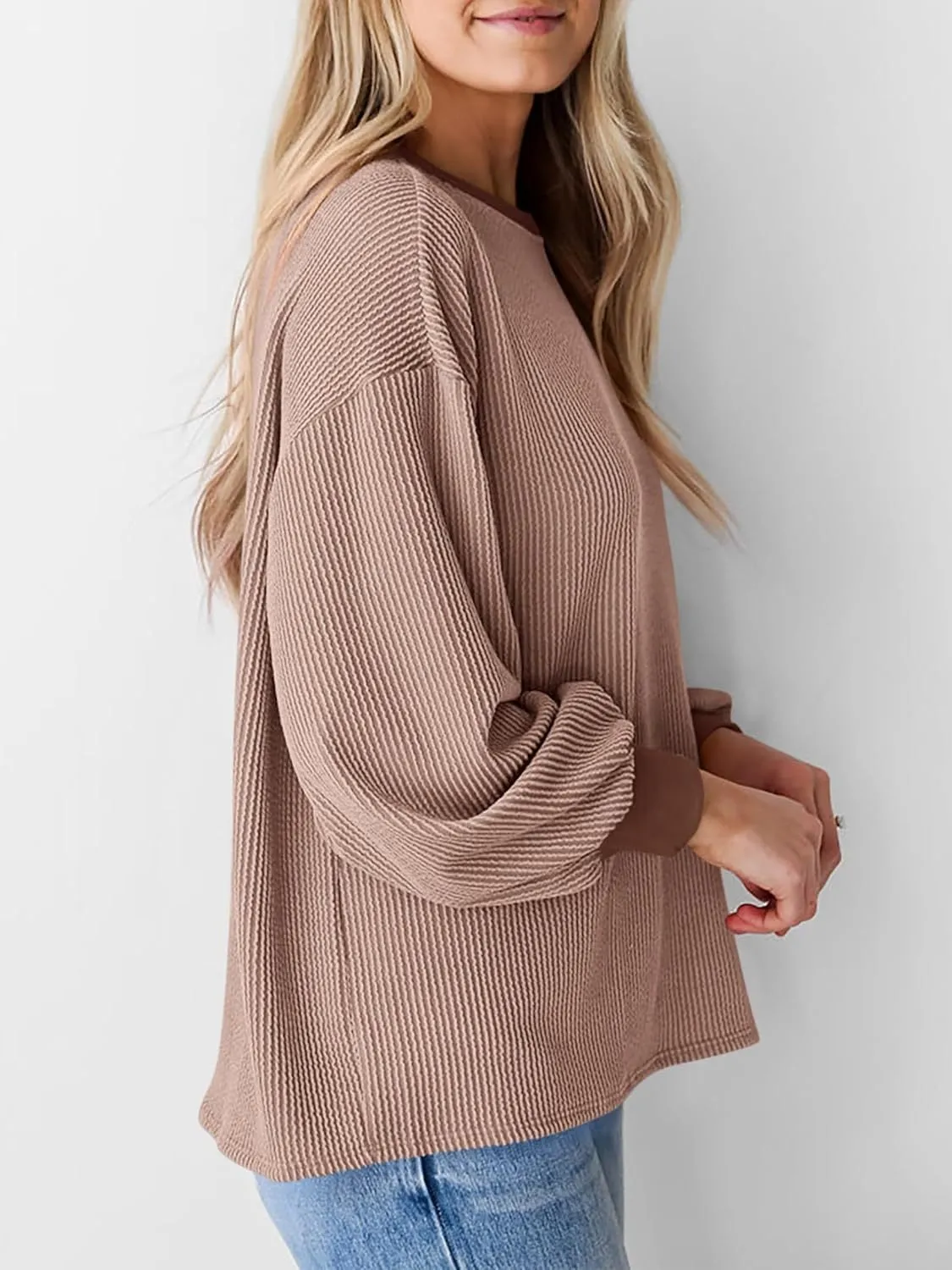 Round Neck Drop Shoulder Long Sleeve Sweatshirt sold by Charming Charlie product image thumbnail 2