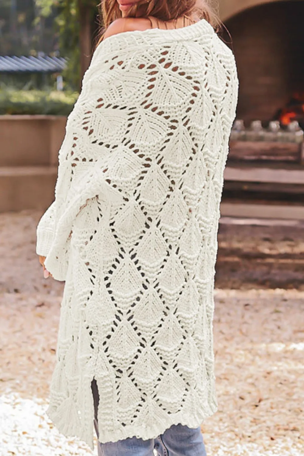 Openwork Open Front Long Sleeve Cardigan sold by Charming Charlie product image thumbnail 3