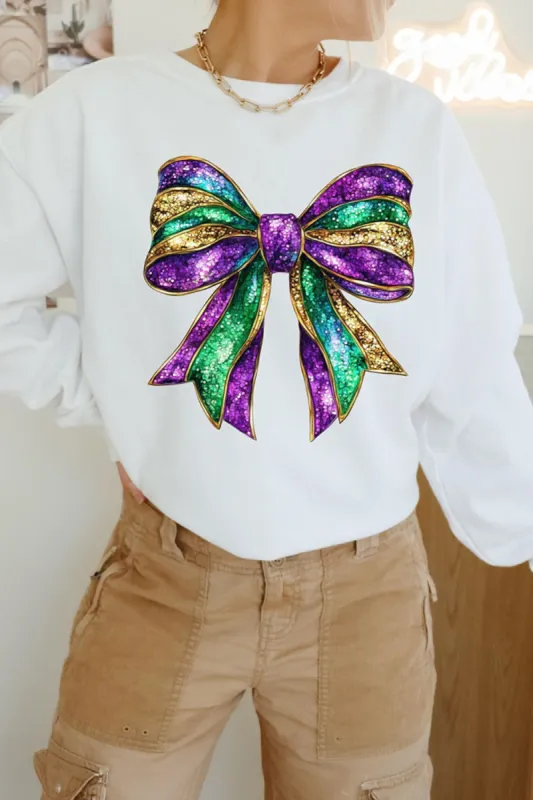 Bow Round Neck Long Sleeve Sweatshirt sold by Charming Charlie