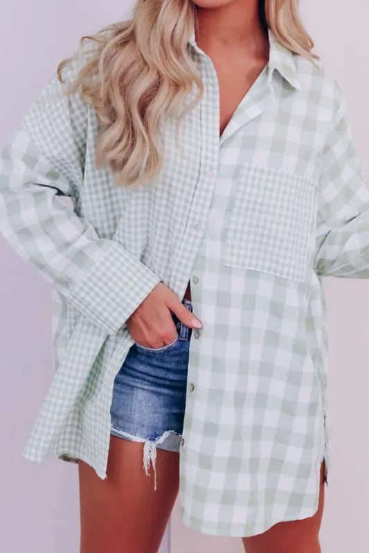 Pocketed Plaid Collared Neck Long Sleeve Shirt sold by Charming Charlie