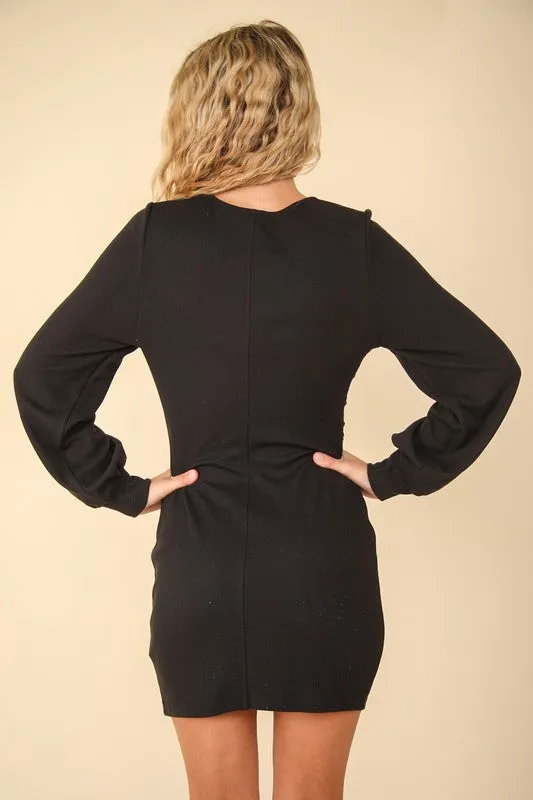 VERY J Ruched Detail Bodycon Mini Dress sold by Charming Charlie product image thumbnail 2