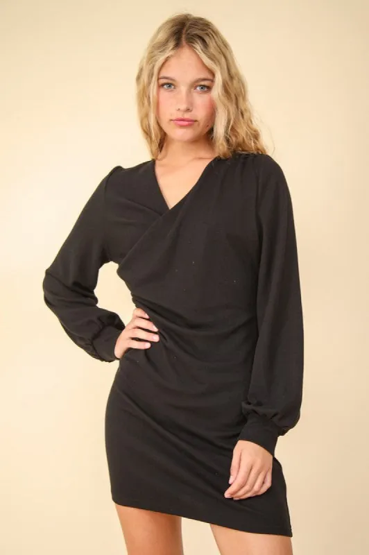 VERY J Ruched Detail Bodycon Mini Dress sold by Charming Charlie