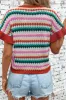 Contrast Round Neck Short Sleeve Sweater sold by Charming Charlie