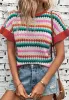 Contrast Round Neck Short Sleeve Sweater sold by Charming Charlie