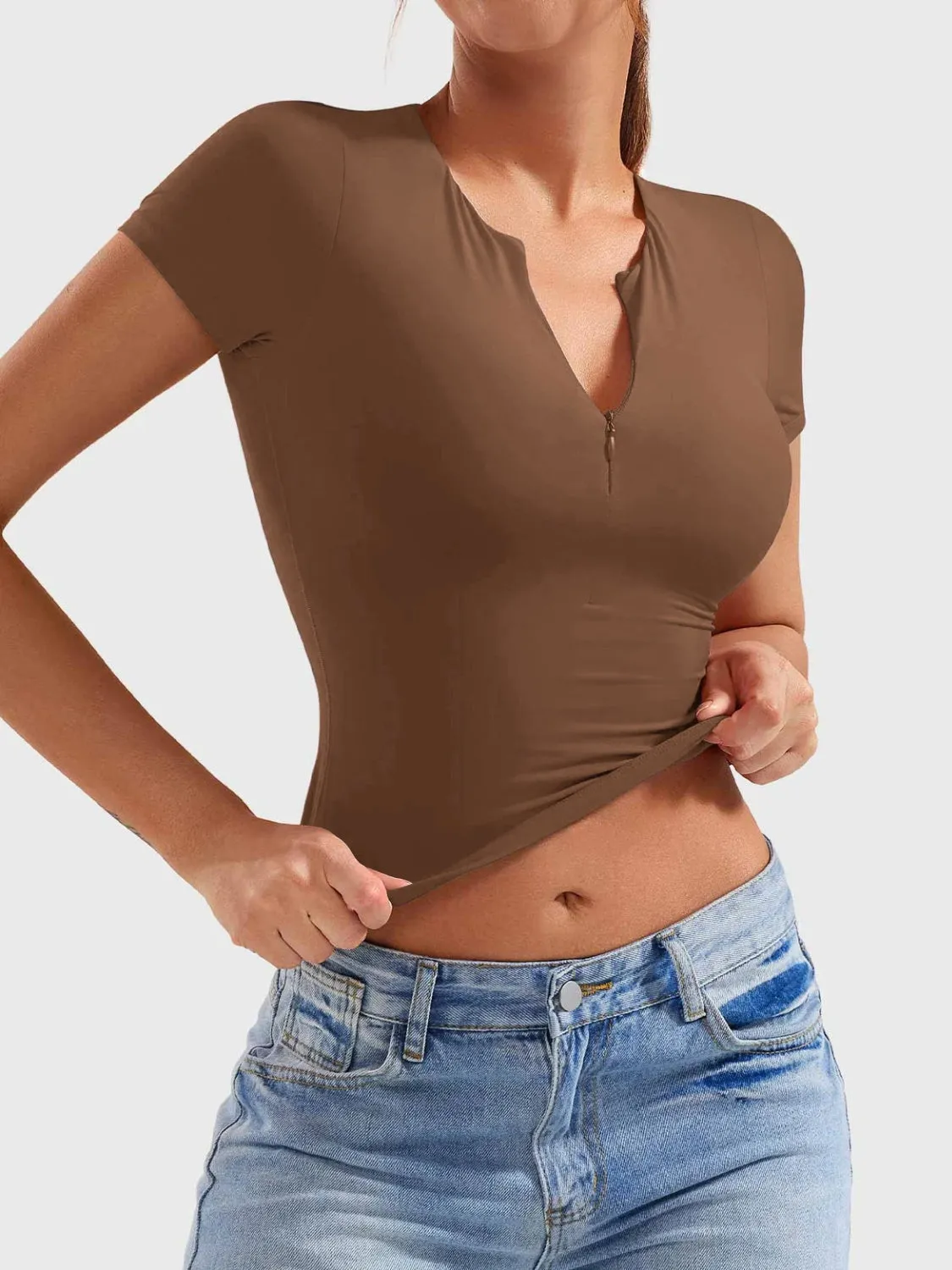 Lovelet Half Zip Short Sleeve T-Shirt sold by Charming Charlie product image thumbnail 4