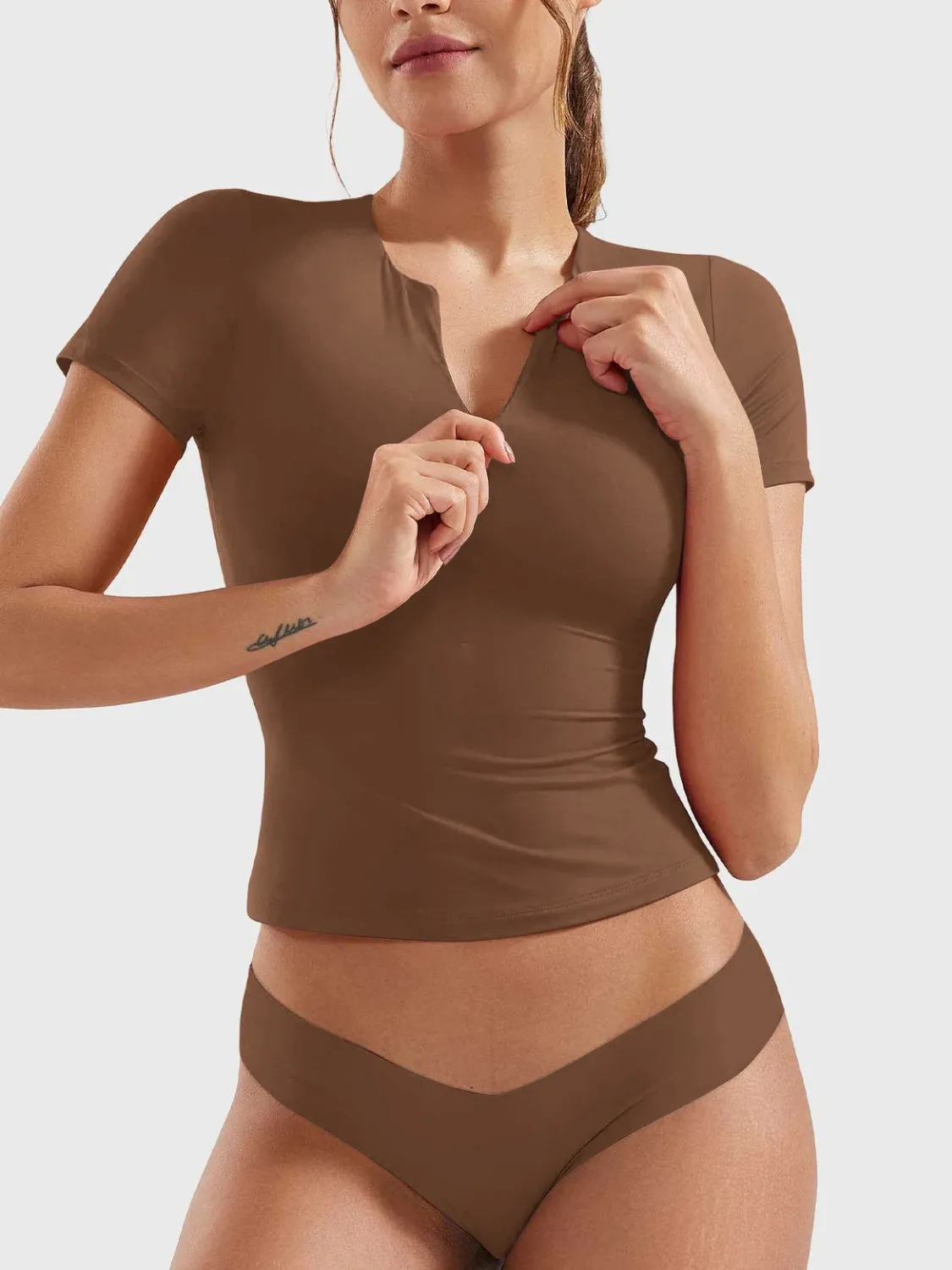 Lovelet Half Zip Short Sleeve T-Shirt sold by Charming Charlie product image thumbnail 5