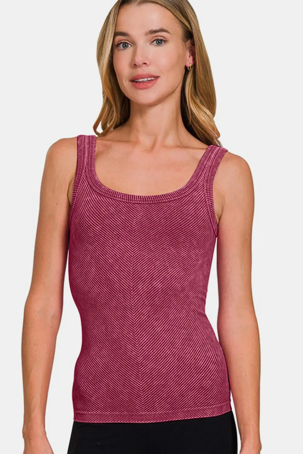 Zenana Ribbed Scoop Neck Tank sold by Charming Charlie product image thumbnail 2