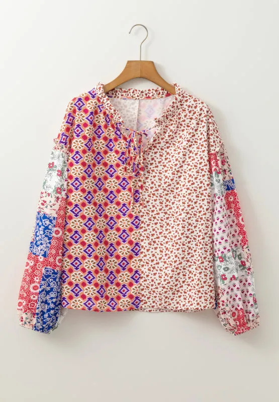 Printed Tie Neck Long Sleeve Blouse sold by Charming Charlie product image thumbnail 5