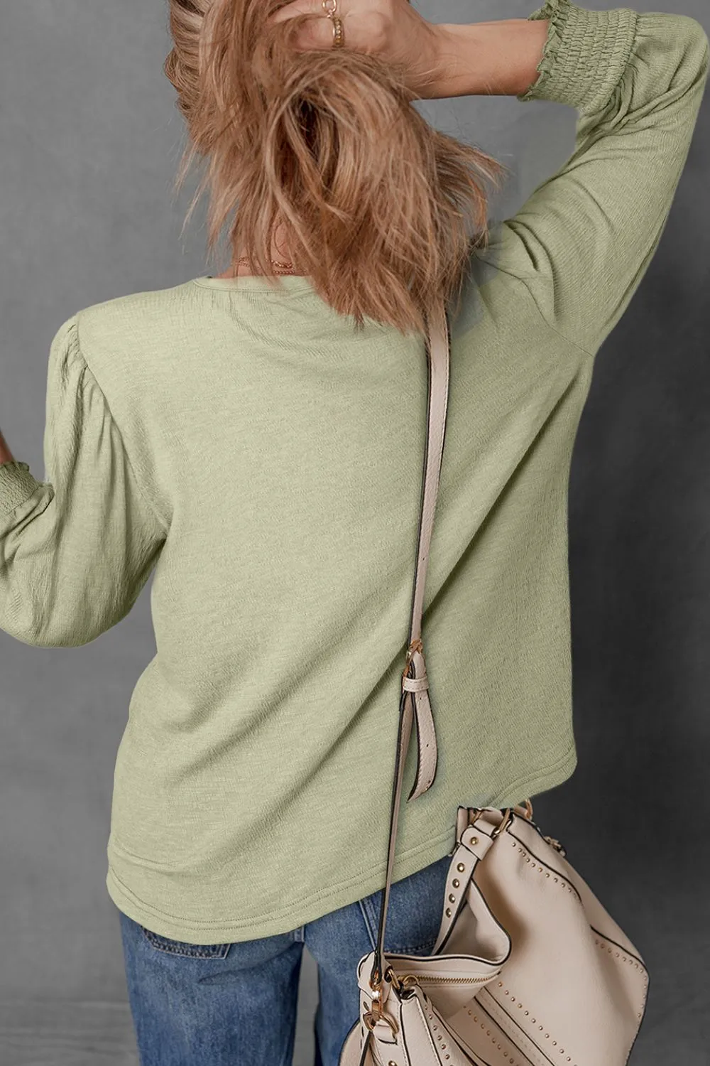 Textured Round Neck Three-Quarter Sleeve Blouse sold by Charming Charlie product image thumbnail 2