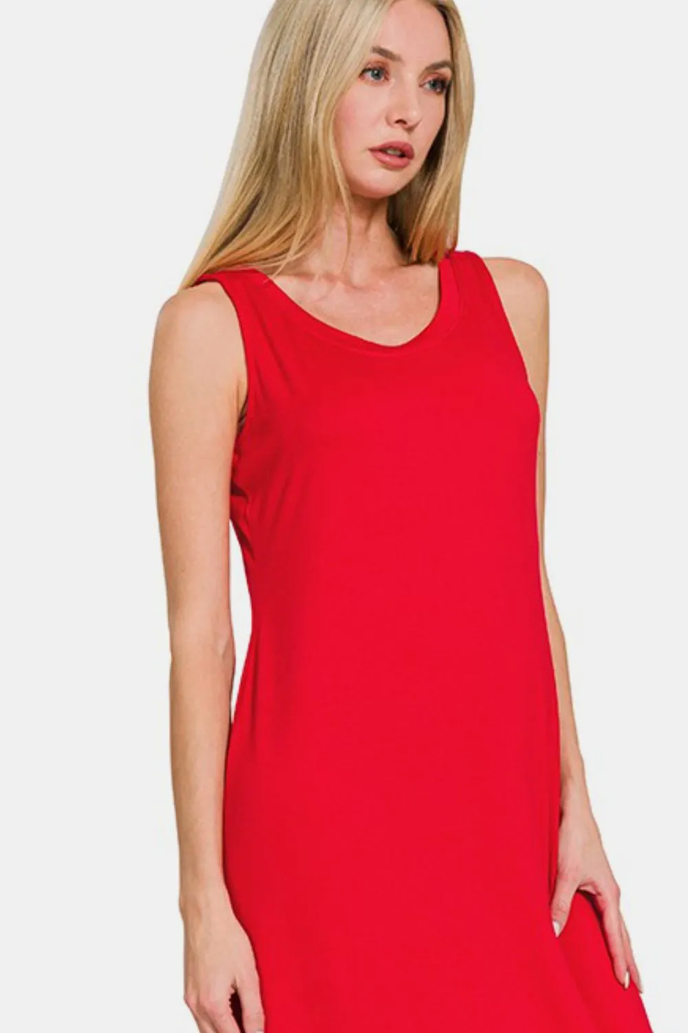 Zenana Scoop Neck Wide Strap Tank Dress sold by Charming Charlie product image thumbnail 3