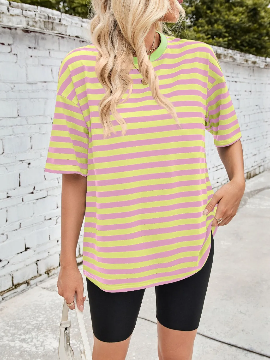 Lovelet Striped Round Neck Half Sleeve T-Shirt sold by Charming Charlie product image thumbnail 5