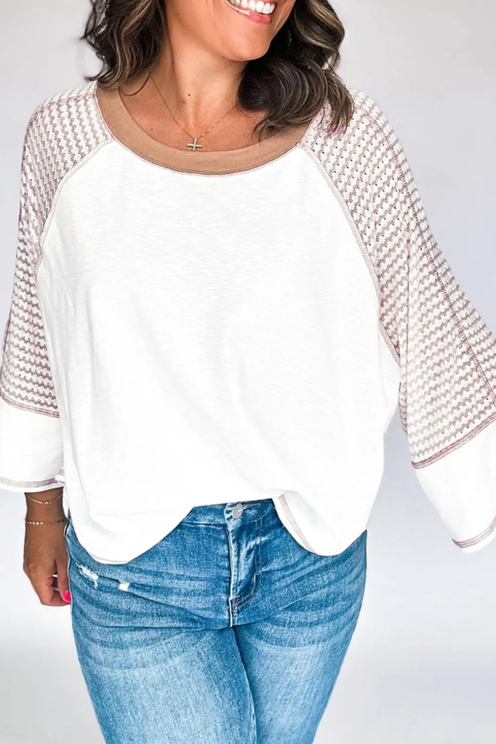 Striped Round Neck Raglan Sleeve Top sold by Charming Charlie