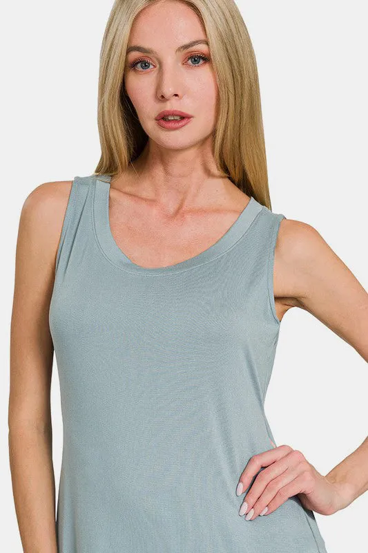 Zenana Scoop Neck Wide Strap Tank Dress sold by Charming Charlie product image thumbnail 3