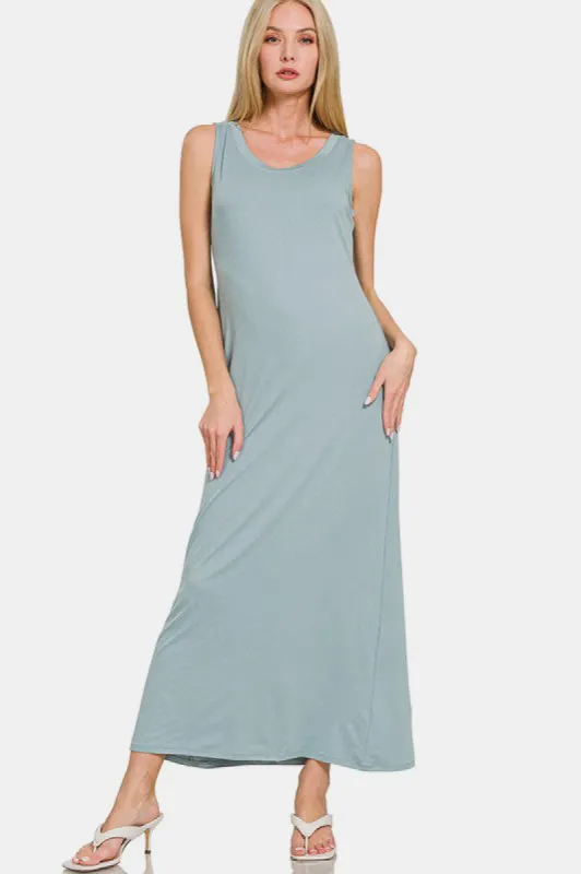 Zenana Scoop Neck Wide Strap Tank Dress sold by Charming Charlie