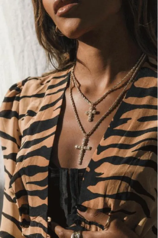 Brass Inlaid Zircon Cross Pendant Necklace sold by Charming Charlie