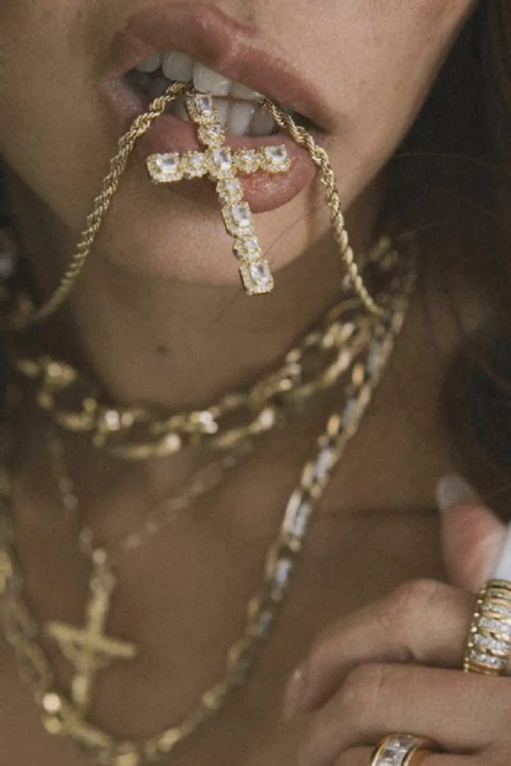 Brass Inlaid Zircon Cross Pendant Necklace sold by Charming Charlie product image thumbnail 2