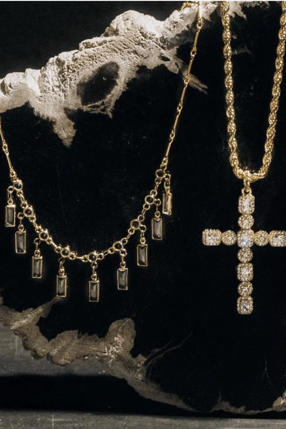 Brass Inlaid Zircon Cross Pendant Necklace sold by Charming Charlie product image thumbnail 3