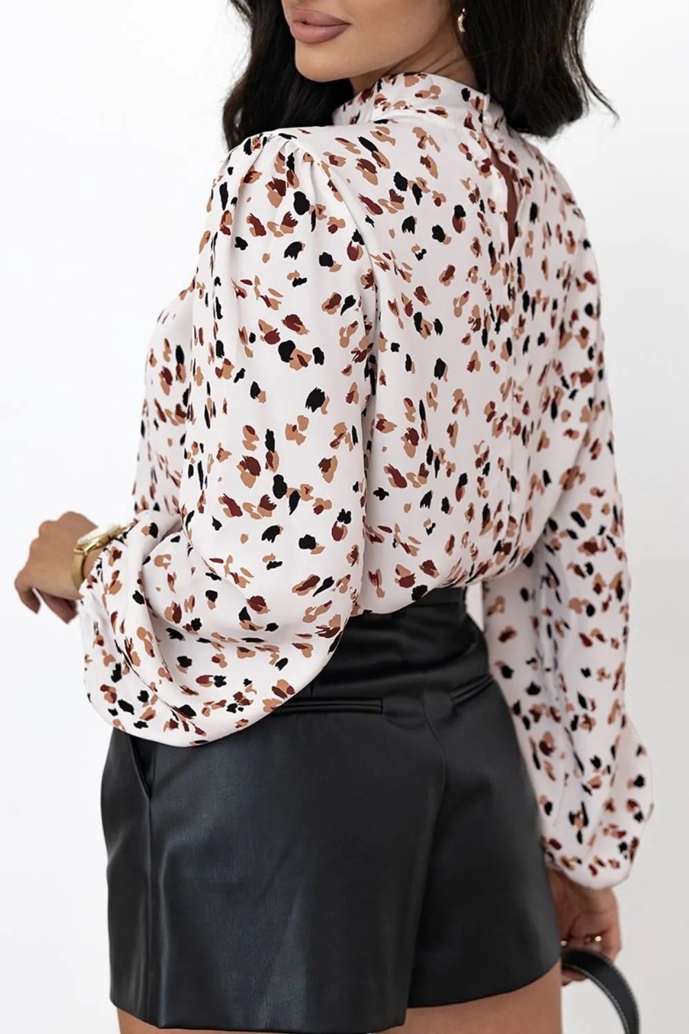 Printed Mock Neck Balloon Sleeve Blouse sold by Charming Charlie product image thumbnail 3