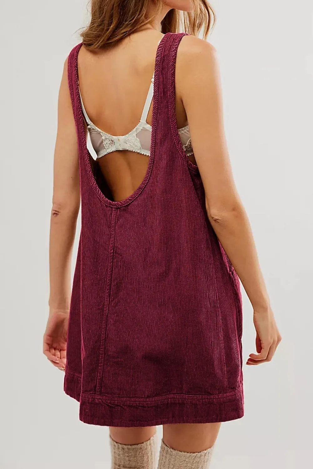 Round Neck Wide Strap Corduroy Mini Dress sold by Charming Charlie product image thumbnail 3