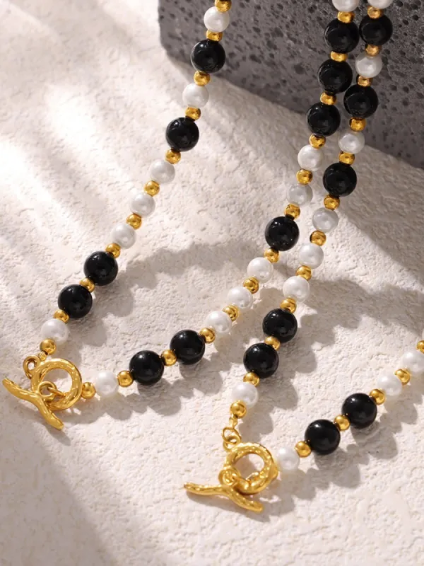 Stainless Steel Agate Shell Bead Necklace sold by Charming Charlie