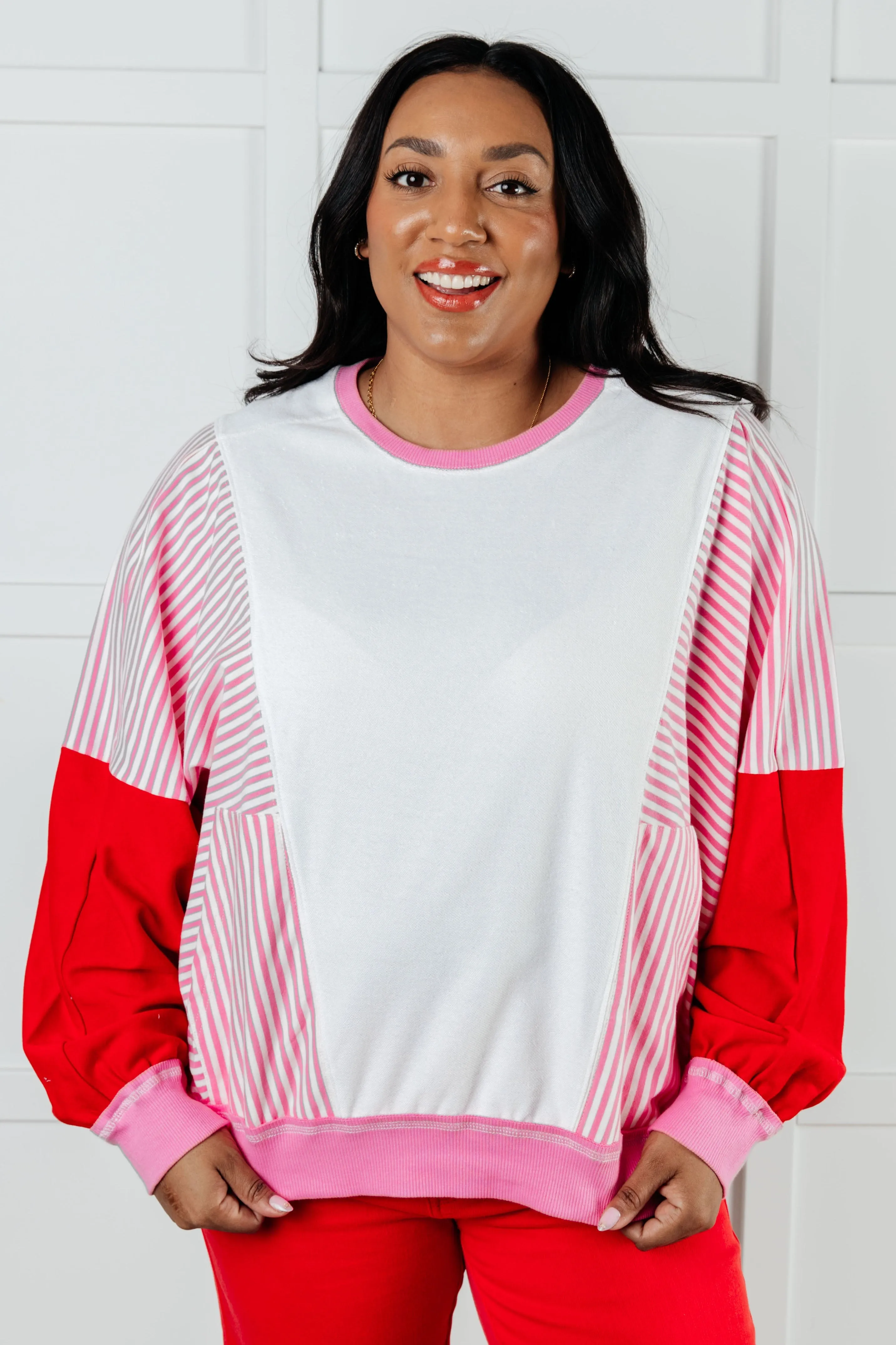 Stripes on My Sleeves Color Block Pullover sold by Charming Charlie product image thumbnail 2
